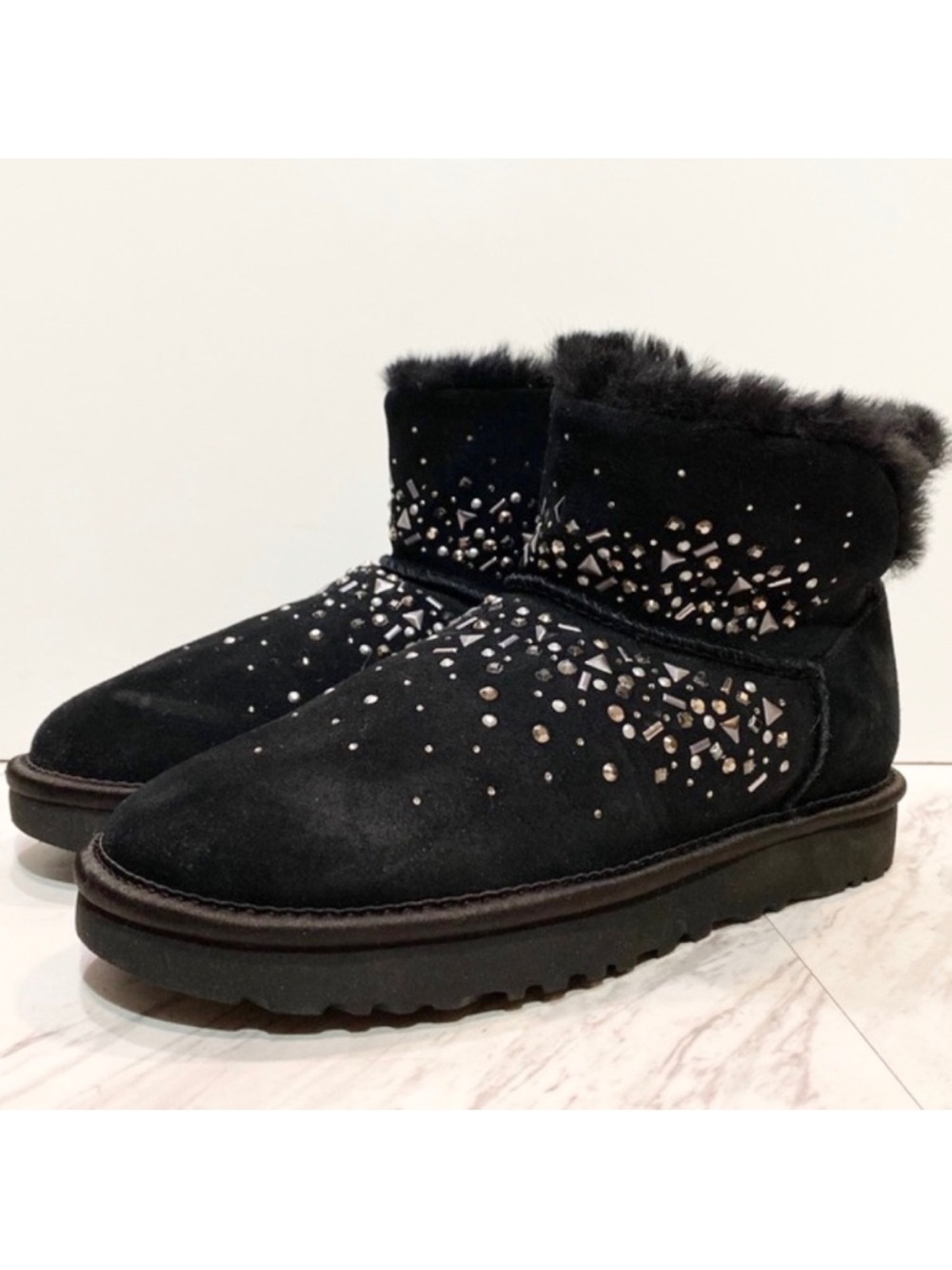 New! UGG Galaxy Bling Black Mini Boot 7